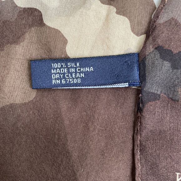 Vintage Anne Klein sheer silk scarf brown tan abstract print long rectangle chic - Picture 4 of 6